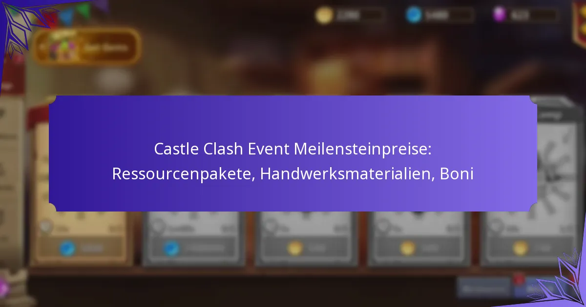 Castle Clash Event Meilensteinpreise: Ressourcenpakete, Handwerksmaterialien, Boni