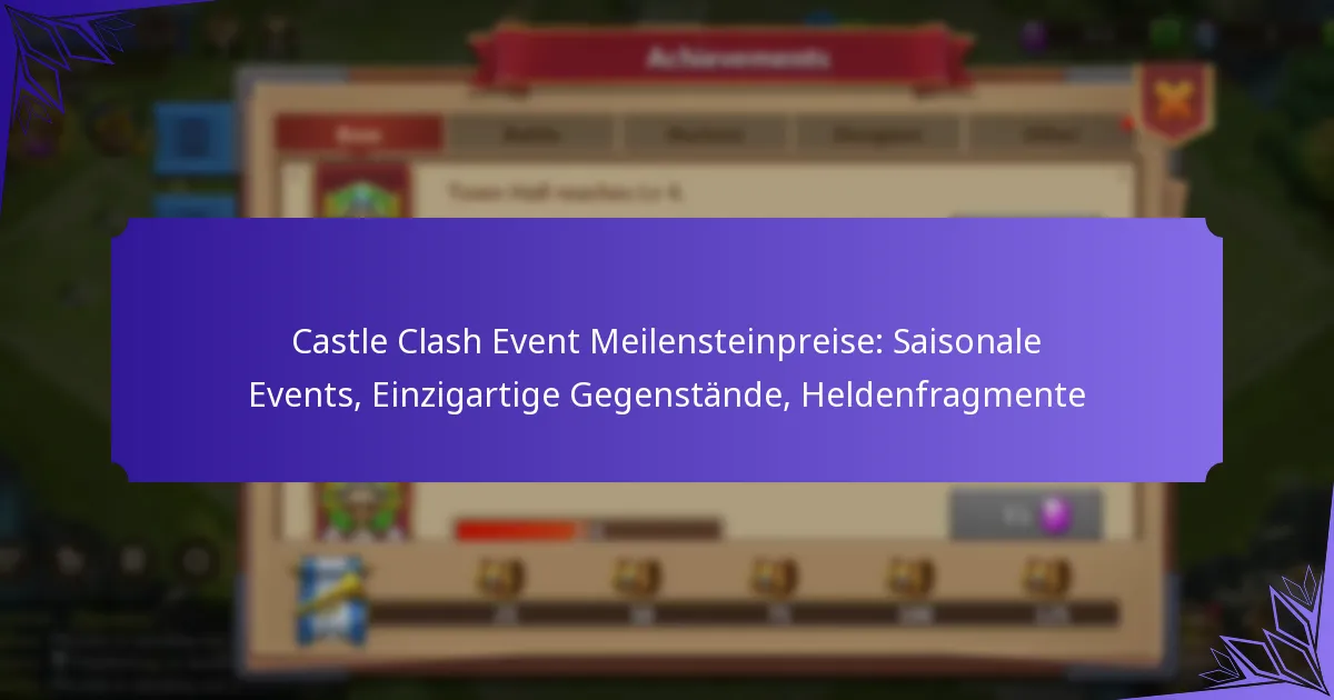 Castle Clash Event Meilensteinpreise: Saisonale Events, Einzigartige Gegenstände, Heldenfragmente