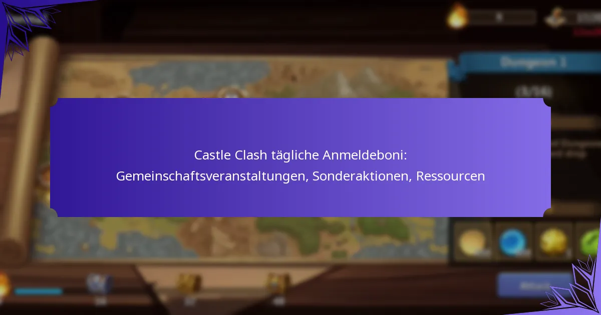 Castle Clash tägliche Anmeldeboni: Gemeinschaftsveranstaltungen, Sonderaktionen, Ressourcen