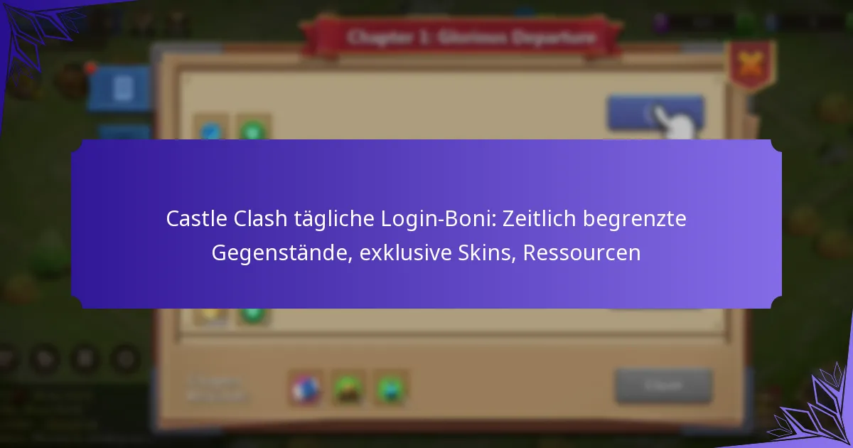 Castle Clash tägliche Login-Boni: Zeitlich begrenzte Gegenstände, exklusive Skins, Ressourcen
