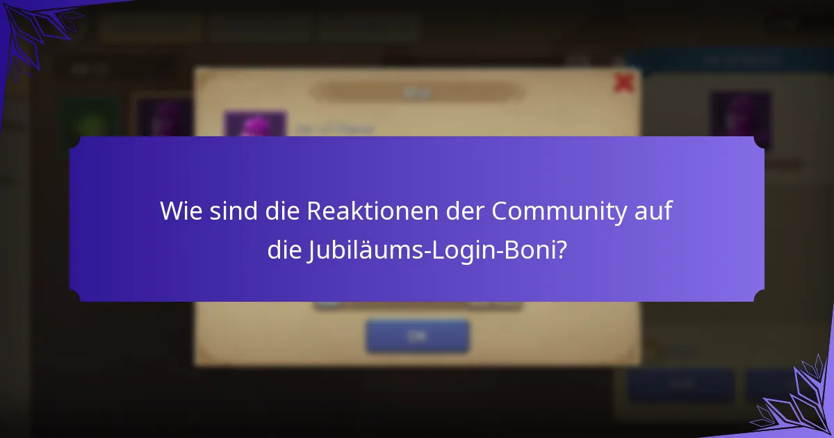 Wie sind die Reaktionen der Community auf die Jubiläums-Login-Boni?